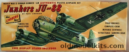 Lindberg 1/64 Junkers Ju-88, 545-100 plastic model kit